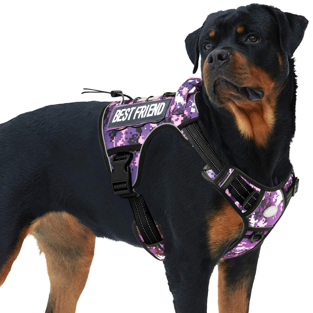 AUROTH tactical dog harness with quick-release buckles for easy on/off