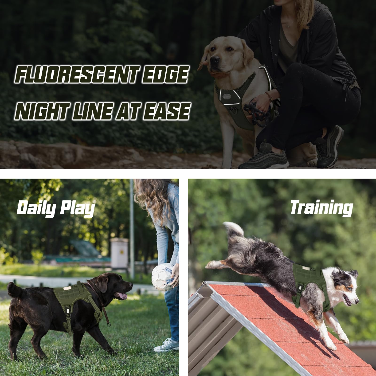AUROTH Tactical Dog Harness standby handle gives you quick control in crowded areas.