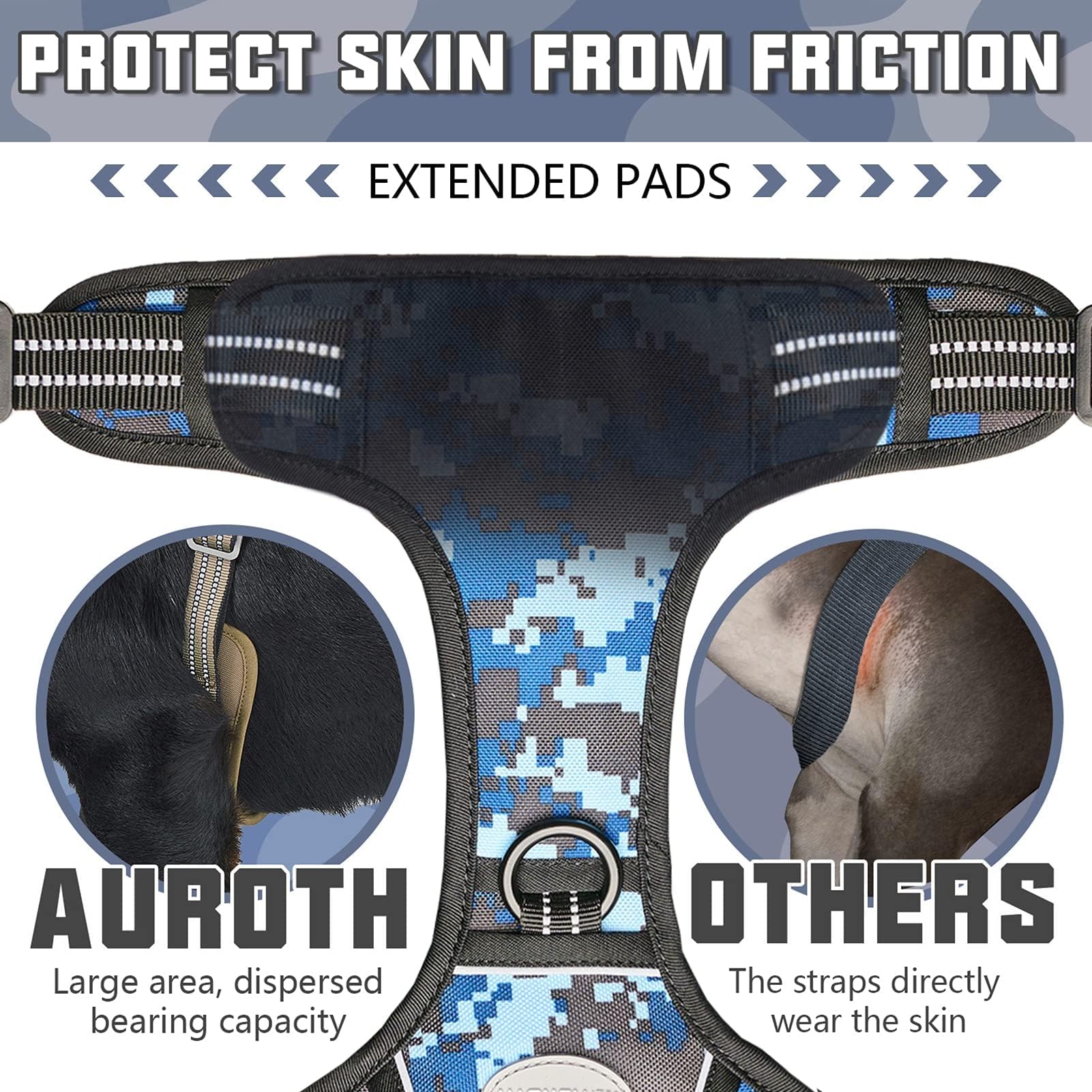 AUROTH tactical dog harness reflective accents for visibility at night