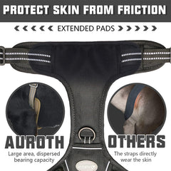 AUROTH Tactical Harness dual leash points for front training and back walking