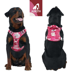 AUROTH tactical harness pink camo back view shows secure back clip for daily walks