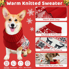 AURUZA Christmas dog sweater back view in red and blue for cozy outdoor wear.