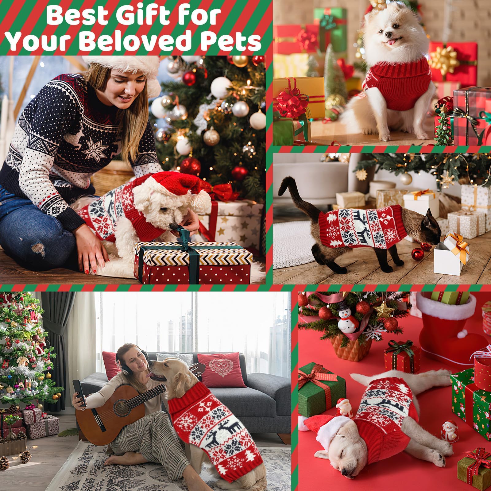AURUZA gift-ready Christmas dog sweater image capturing cheerful holiday vibes.