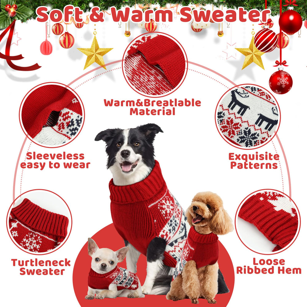 AURUZA turtleneck dog sweater closeup shows soft acrylic knit.