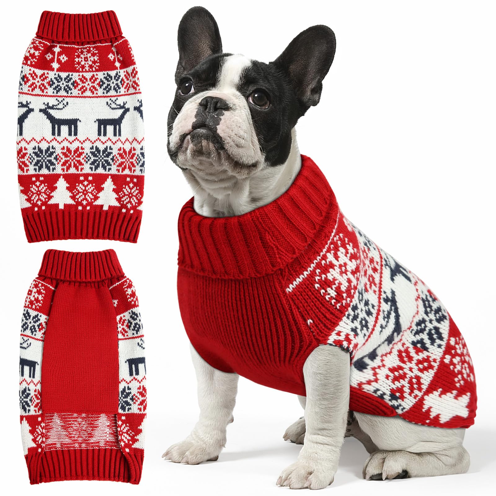 AURUZA Christmas dog sweater in eight sizes keeps pets warm on winter walks