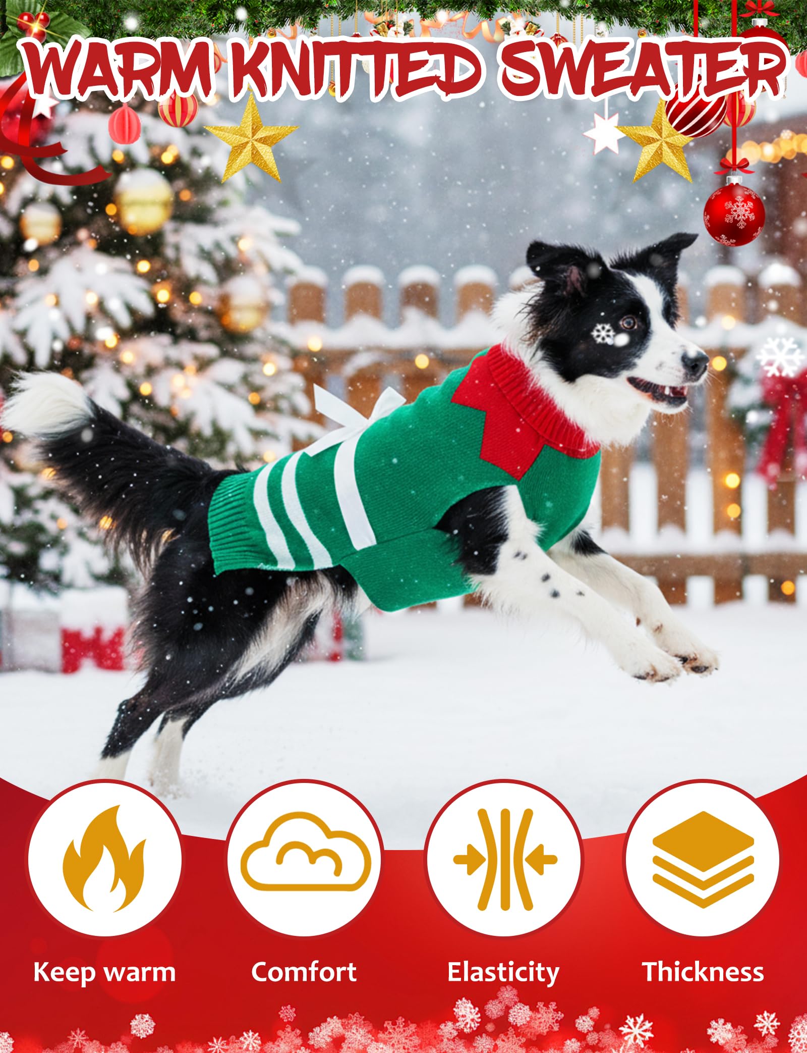 AURUZA red Christmas pattern sweater ideal for holiday photos