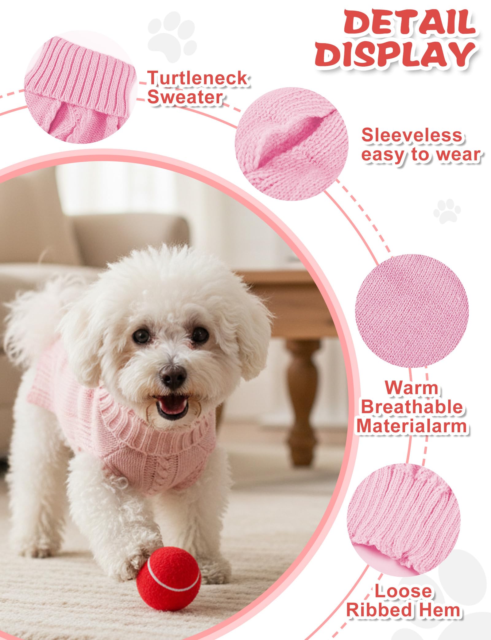 AURUZA dog sweater with turtleneck-pullover design for snug neck warmth