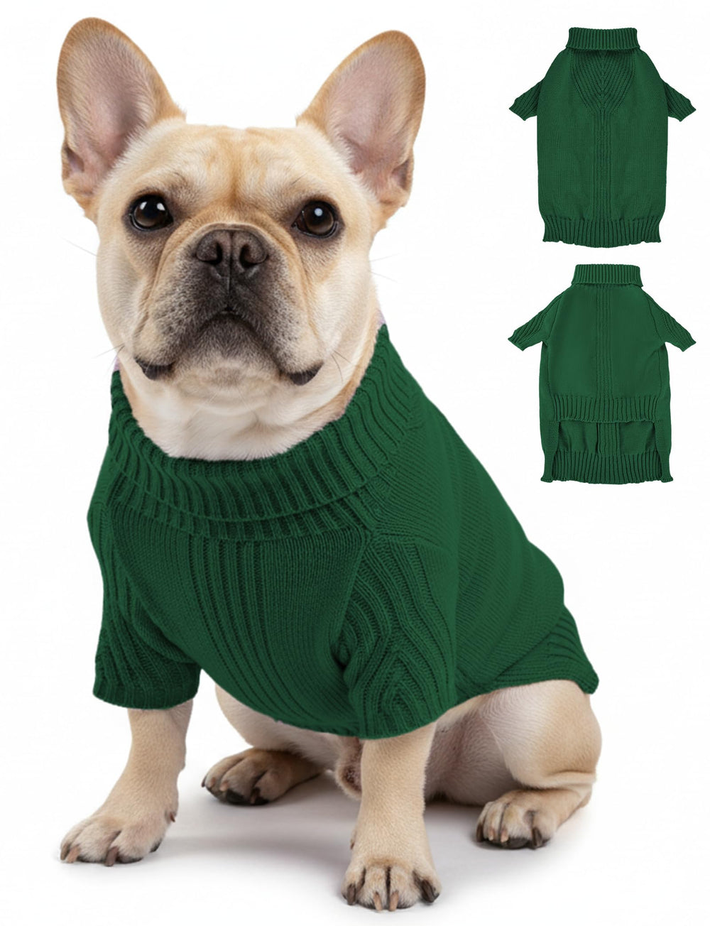 AURUZA dog sweater with turtleneck warm knit provides cozy neck coverage for cold days.