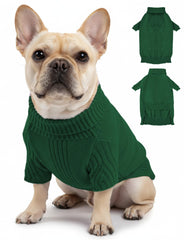 AURUZA dog sweater with turtleneck warm knit provides cozy neck coverage for cold days.