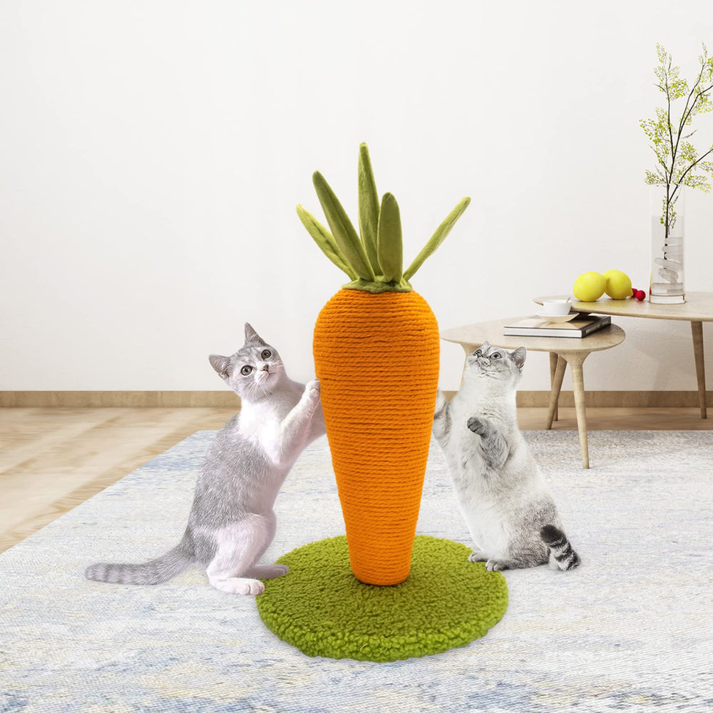 AUSCAT Carrot Scratching Post crinkle paper leaves for interactive play.