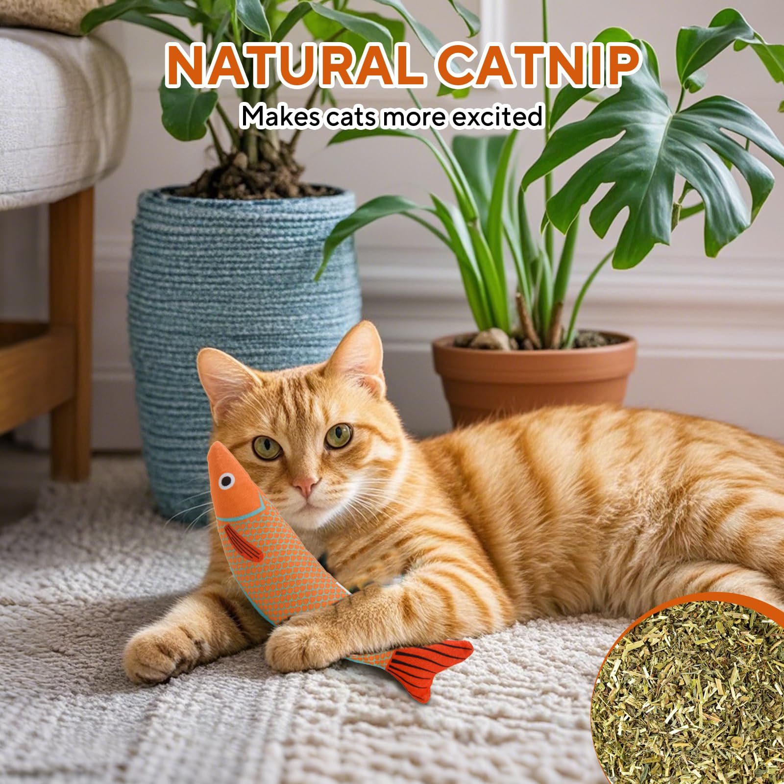 AUSCAT catnip fish toy with soft fabric for gentle handling.