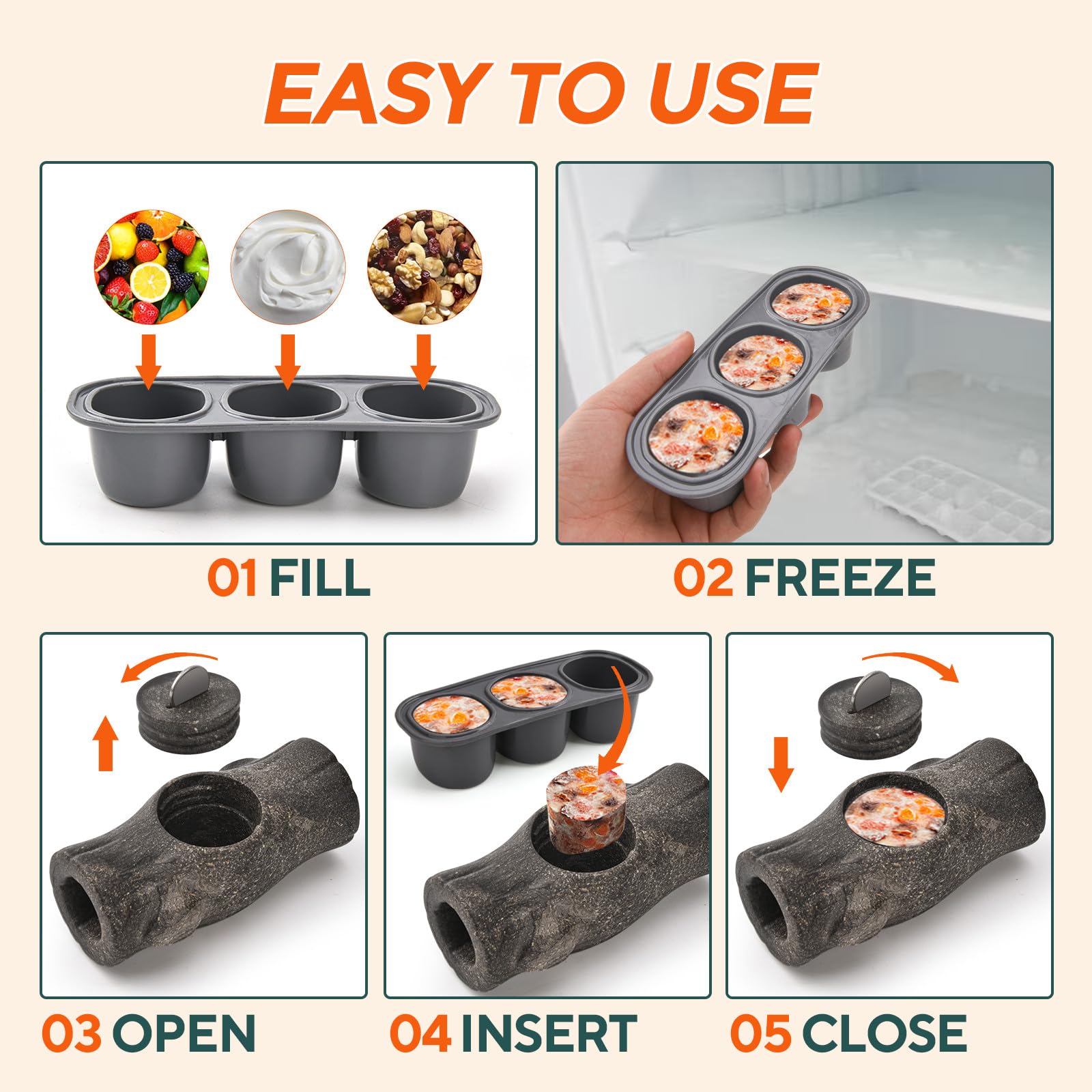 AUSCAT Indestructible toy includes ice tray for frozen treats.