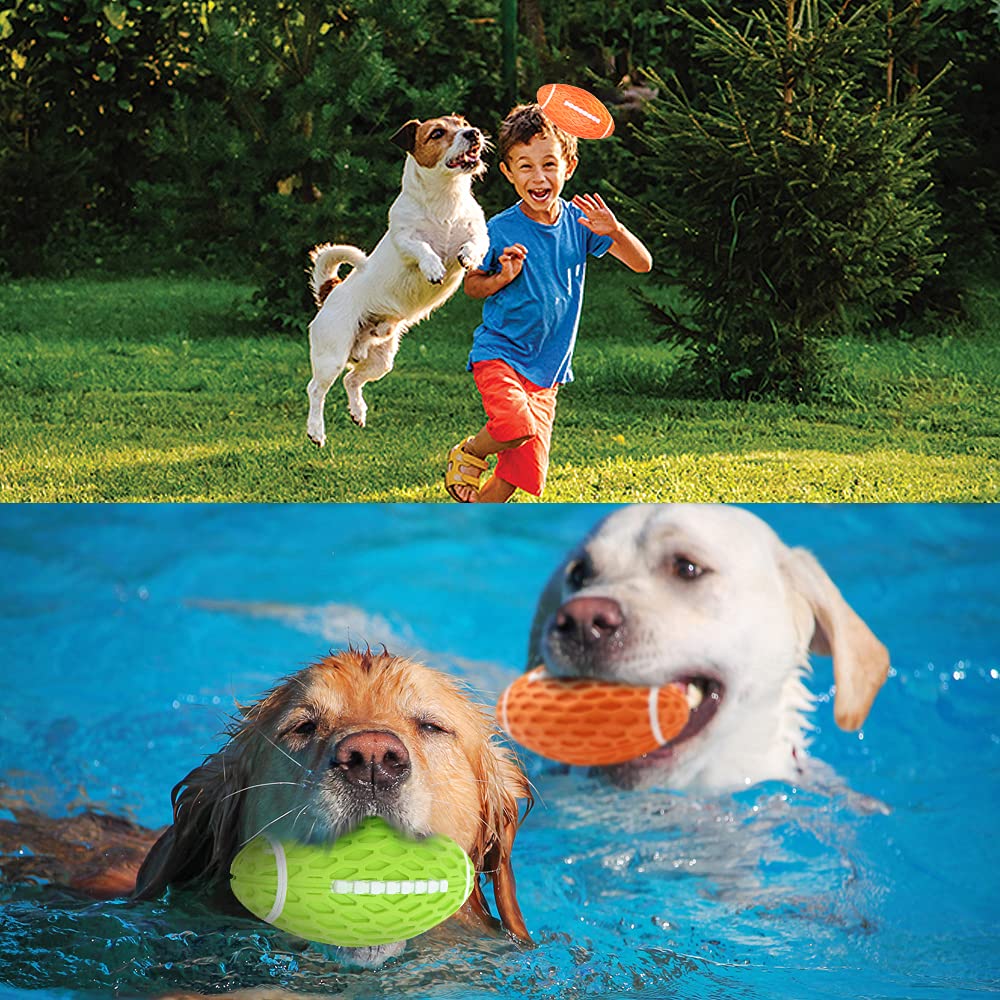 AUSCAT 2-pack on-pack view green orange — value-packed chewy fetch set.