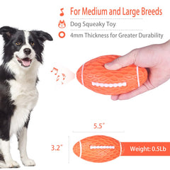 AUSCAT durable rubber football toy, side view, with strong grip for aggressive chewers.