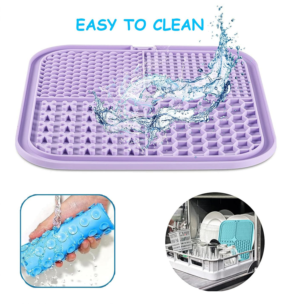 AUSINCERE lick mat shown during grooming prep with spreadable treats.