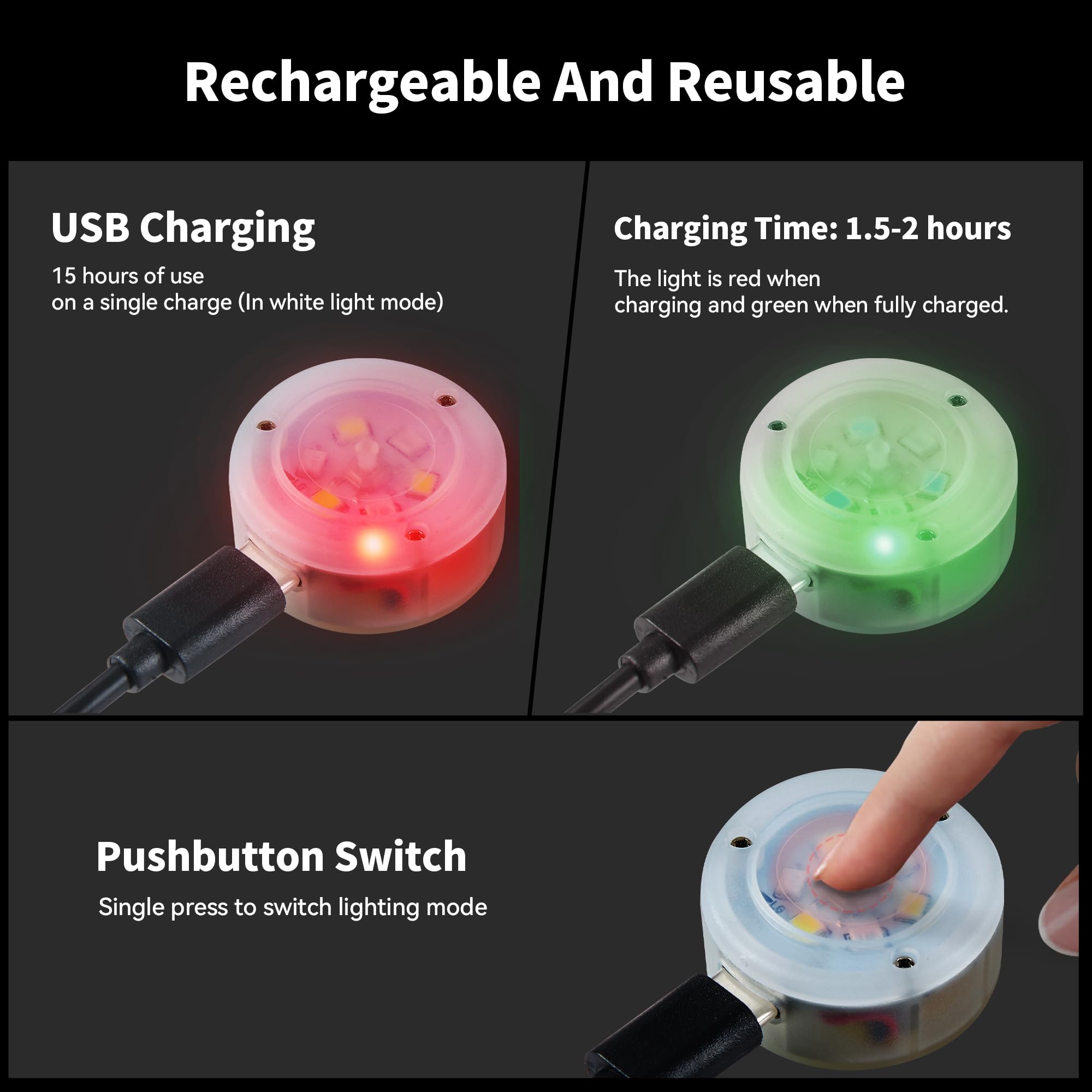 AutoEuropa LED collar light white mode for daytime-to-night illumination.