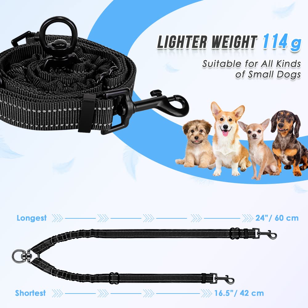 AUTOWT double dog leash adjustable length 18–24 inches for comfort