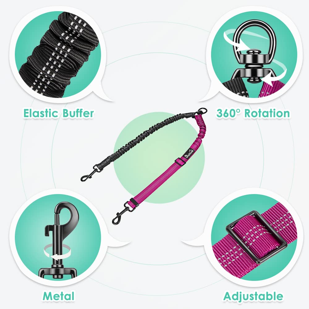 AUTOWT Two Dog Lead 360 swivel connectors to prevent twists during movement