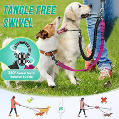 AUTOWT Two Dog Lead elastic-bungee segment providing smooth shock absorption