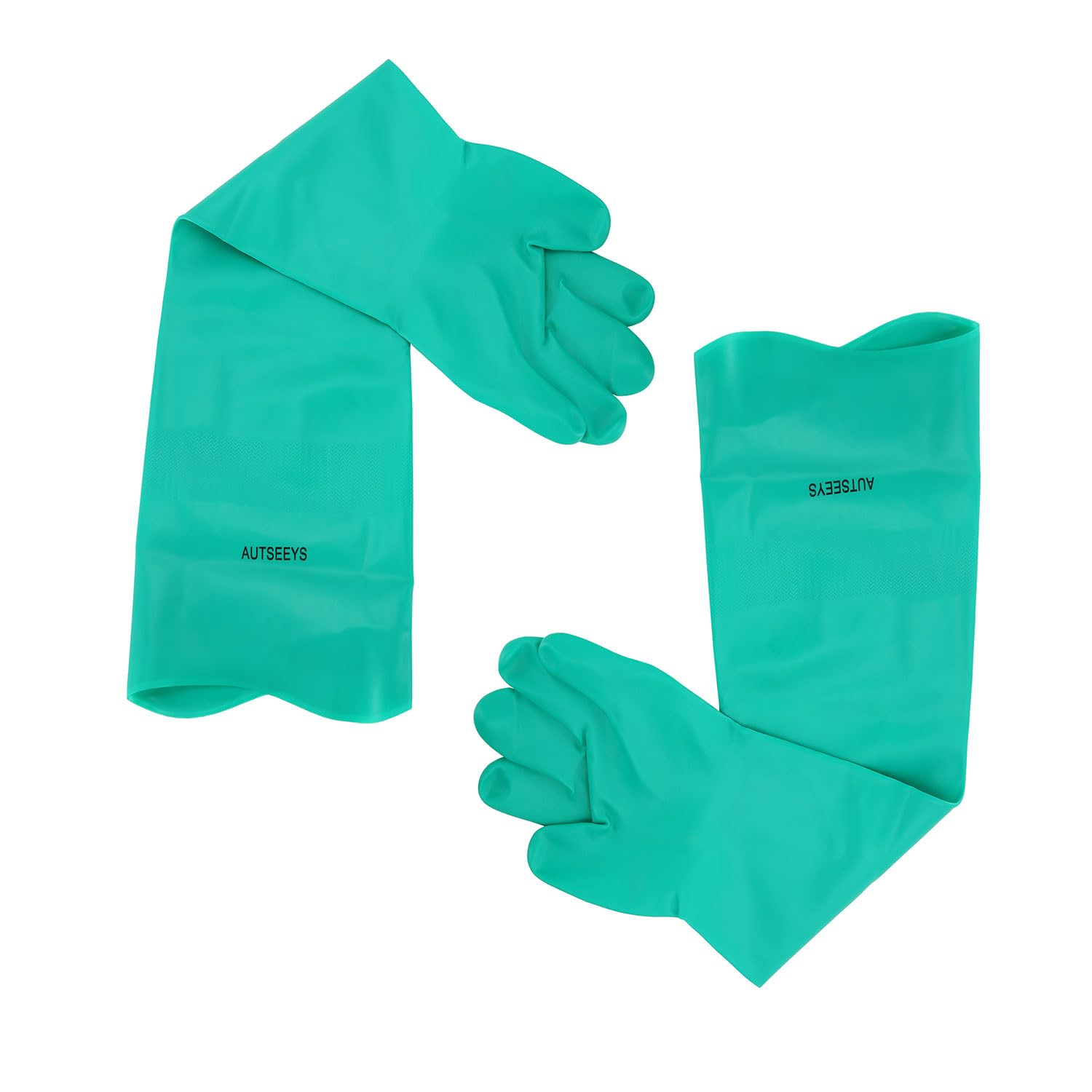 AUTSEEYS Aquarium Gloves packaging includes a pair of 26 inch gloves for home use.