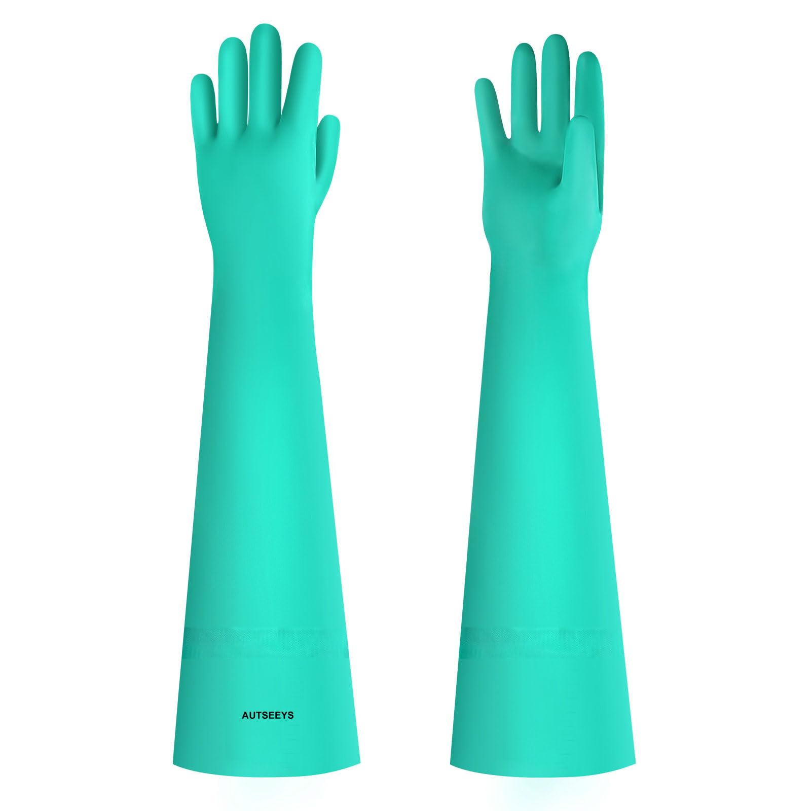 AUTSEEYS Aquarium Gloves show shoulder-length protection for dry hands during tank maintenance.