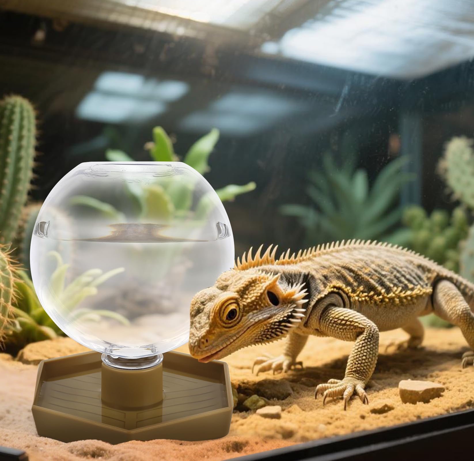 AUTSEEYS automatic water dispenser for geckos maintains fresh water accessibility.