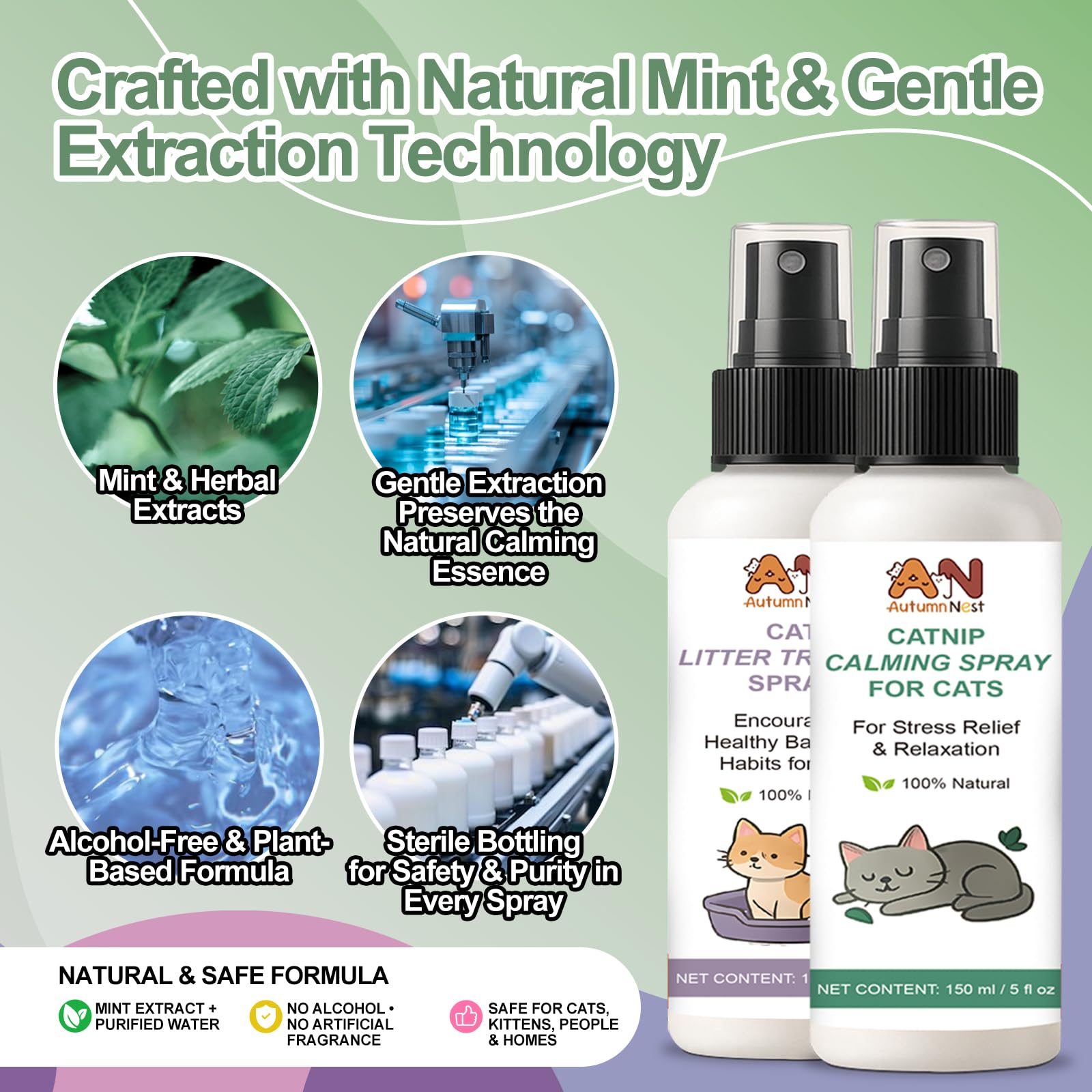 AutumnNest cat calm visual showing soothing scent and behavior support.