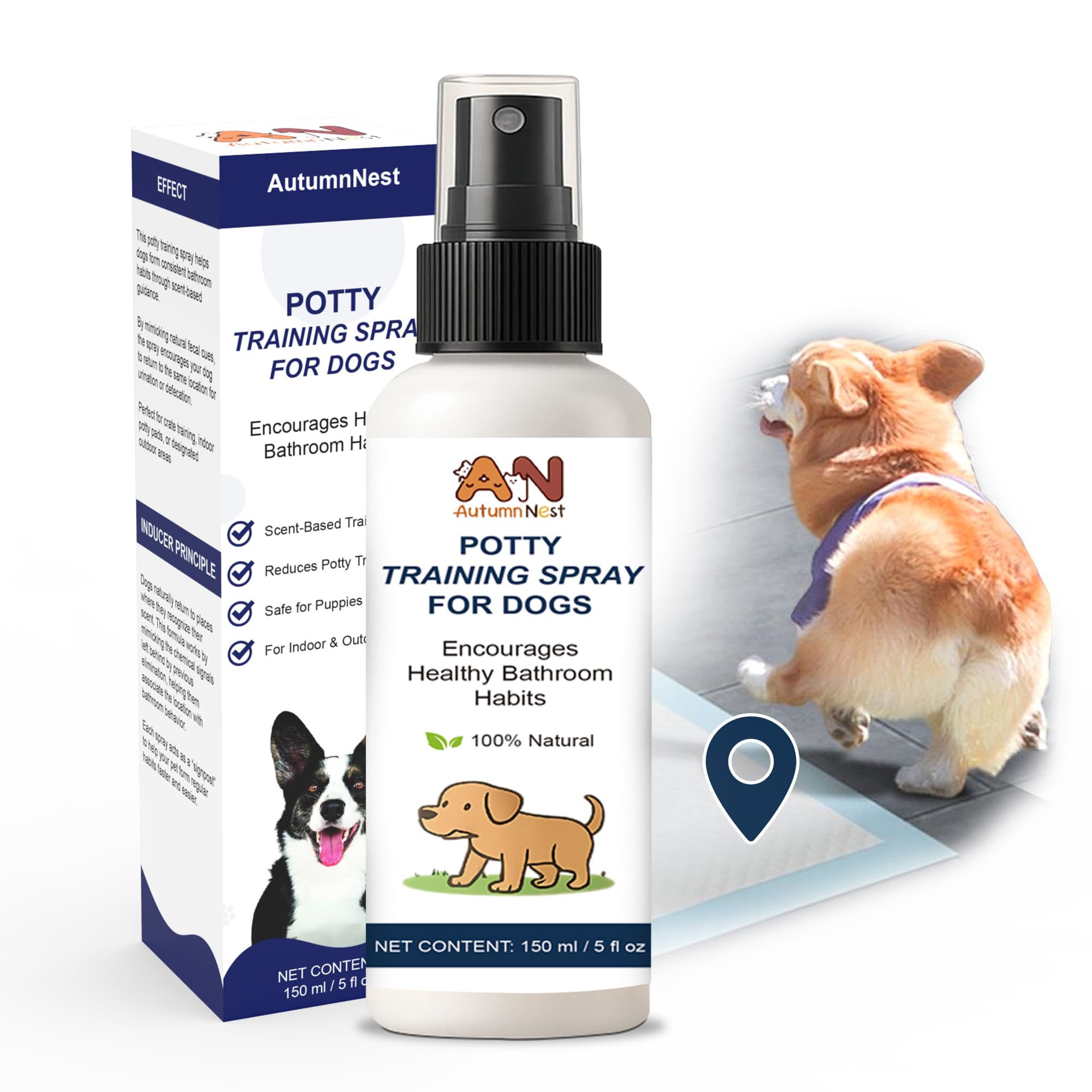 AutumnNest potty spray bottle for dog training on pads