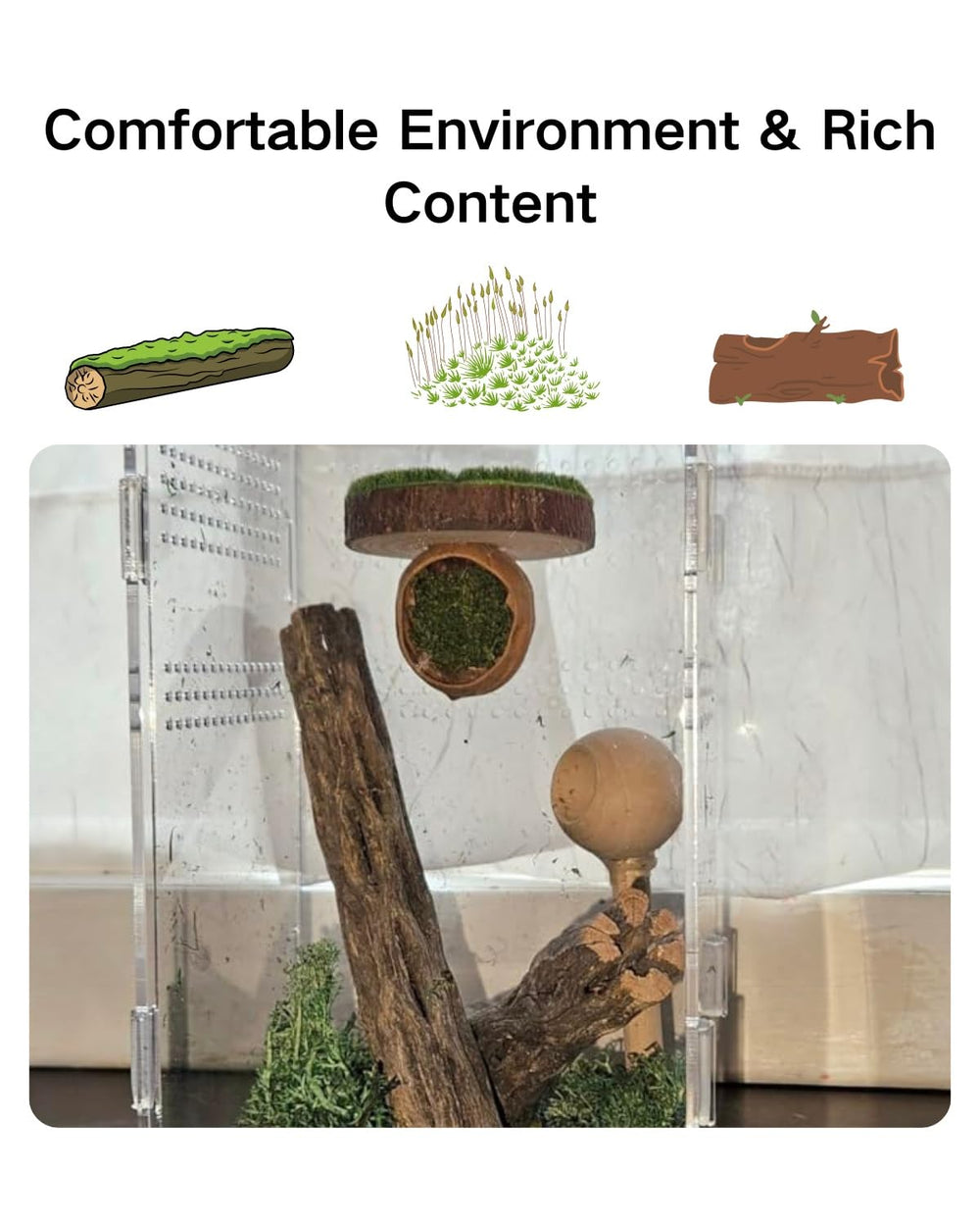 Autzom percha lateral para terrario, instalación rápida sin taladro