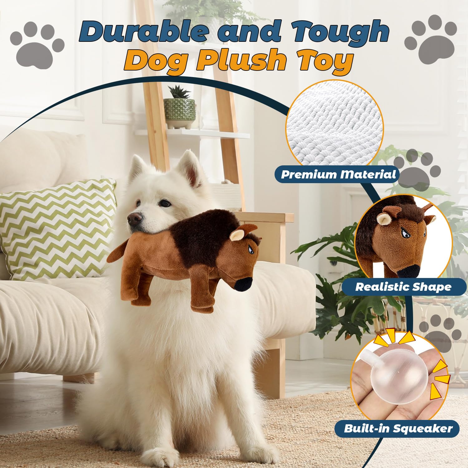 Auvitaya durable dog toy closeup of reinforced stitching for long-lasting play.