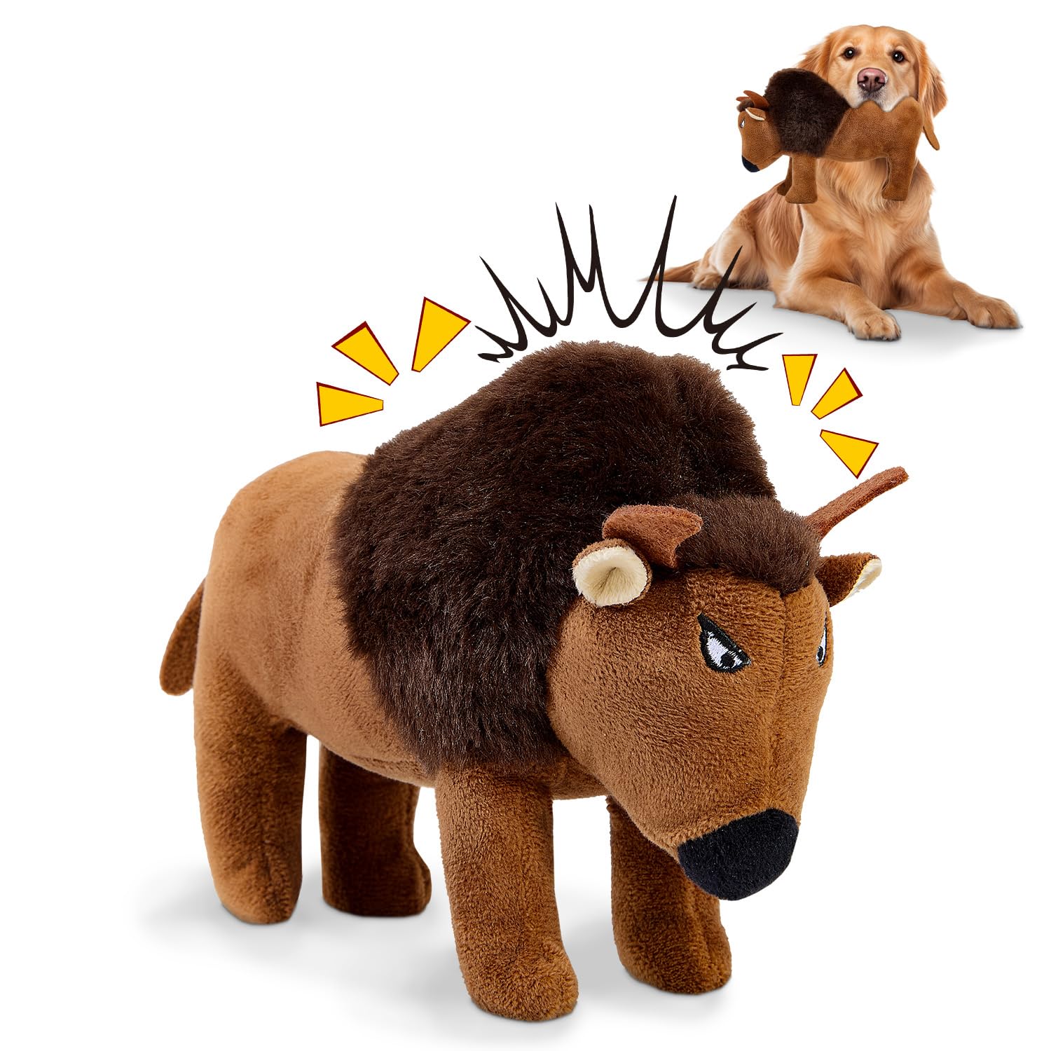 Auvitaya squeaky dog toy cow front view shows durable stitching for tough chewers.