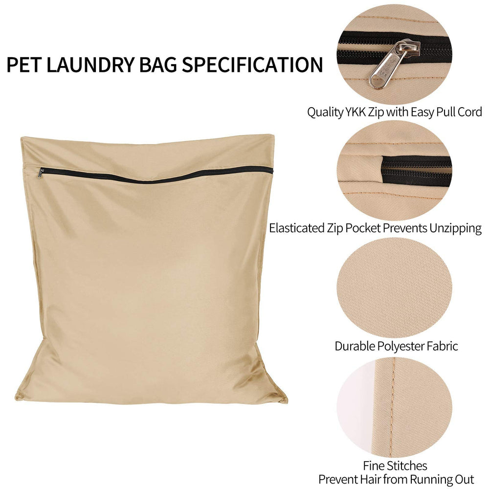 AUXSOUL pet hair-removal bag reduces pet hair transfer during machine cycles.