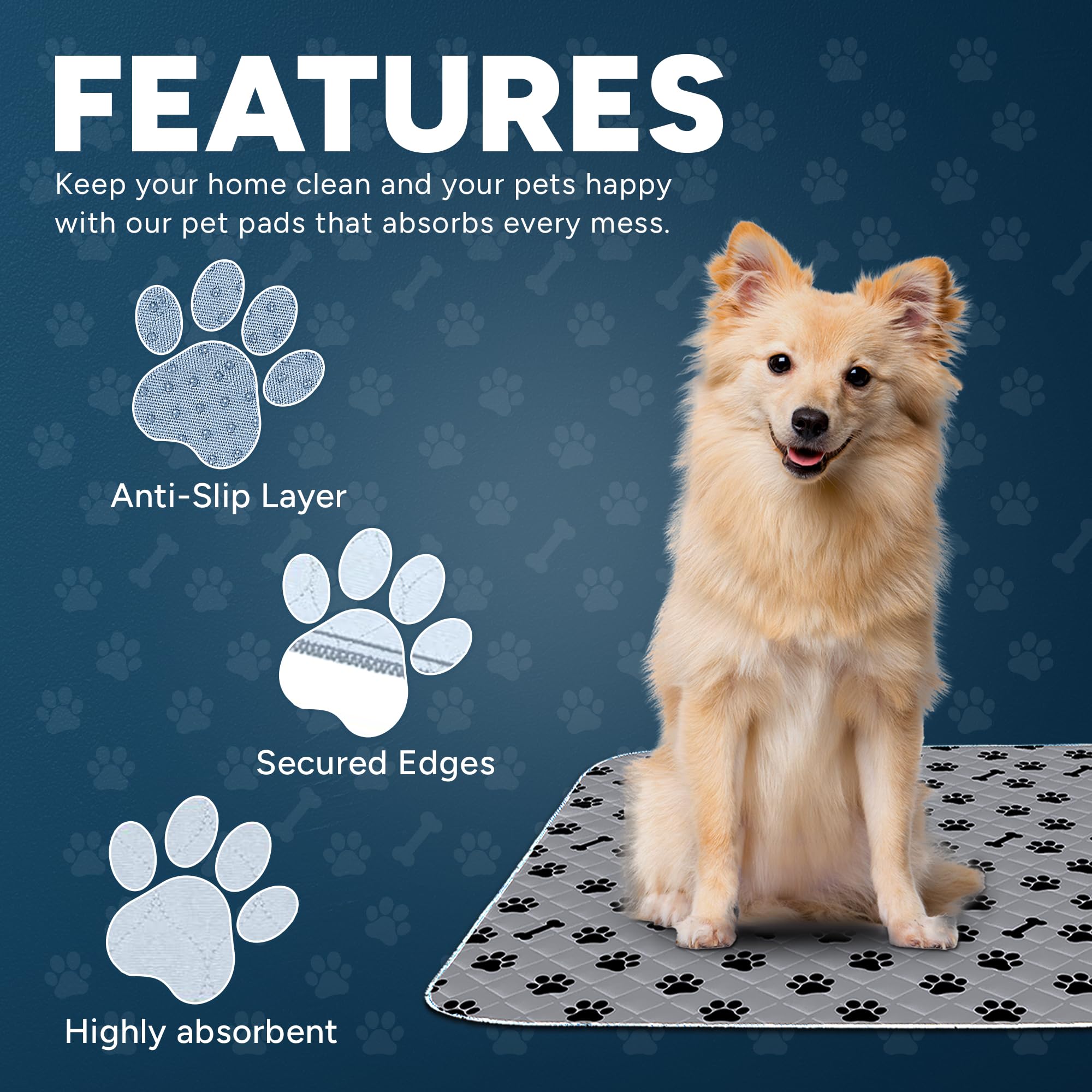 Avalon Care reusable puppy pad is easy to wash and reuse after messes.