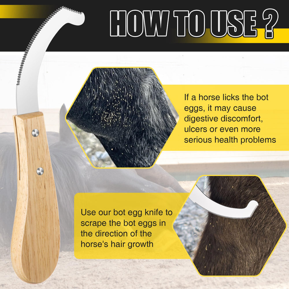 Avenuebool Bot Egg Knife shows wood handle for comfortable, anti-slip grooming sessions