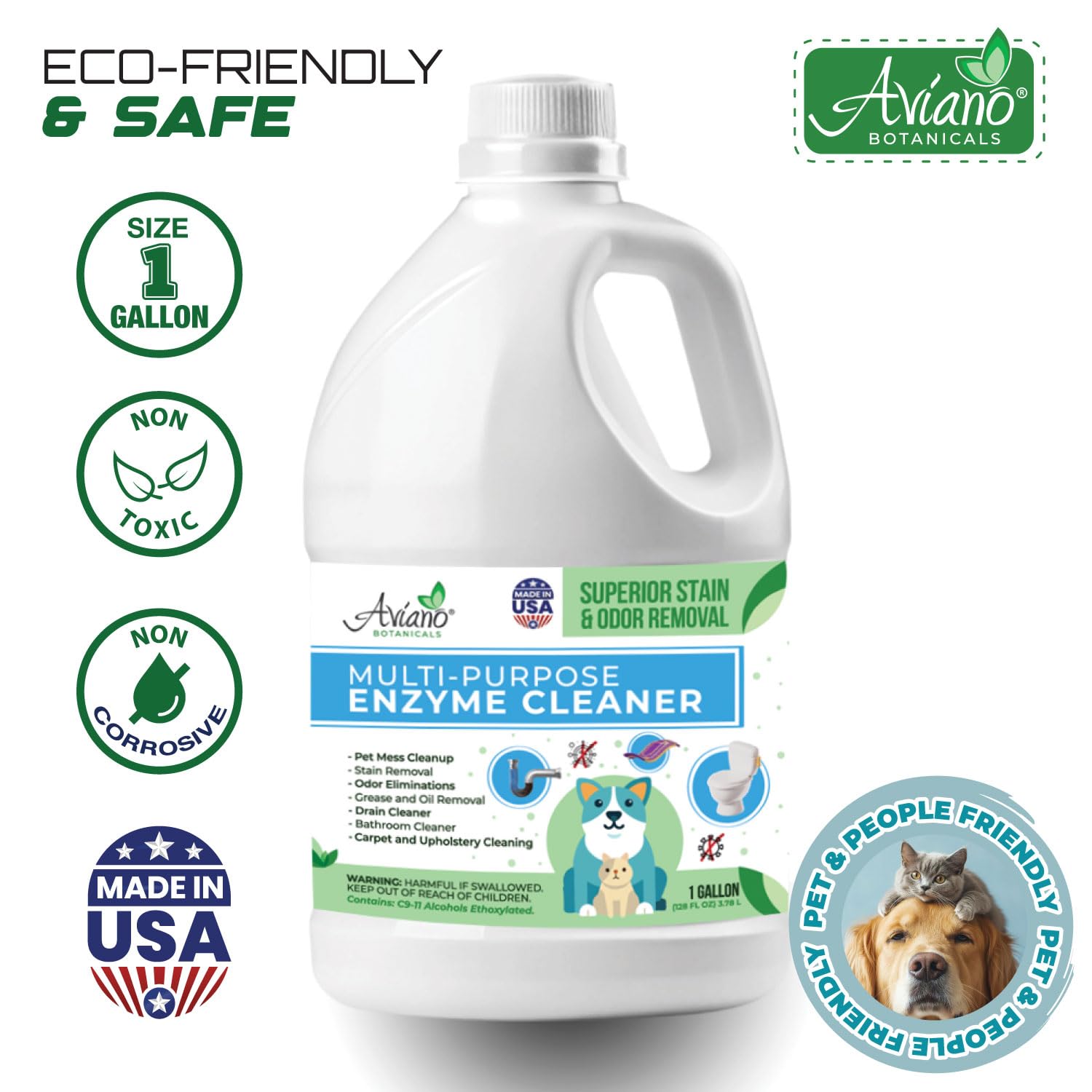 Aviano Botanicals bottle pour demonstrates quick-action cleaning for stains