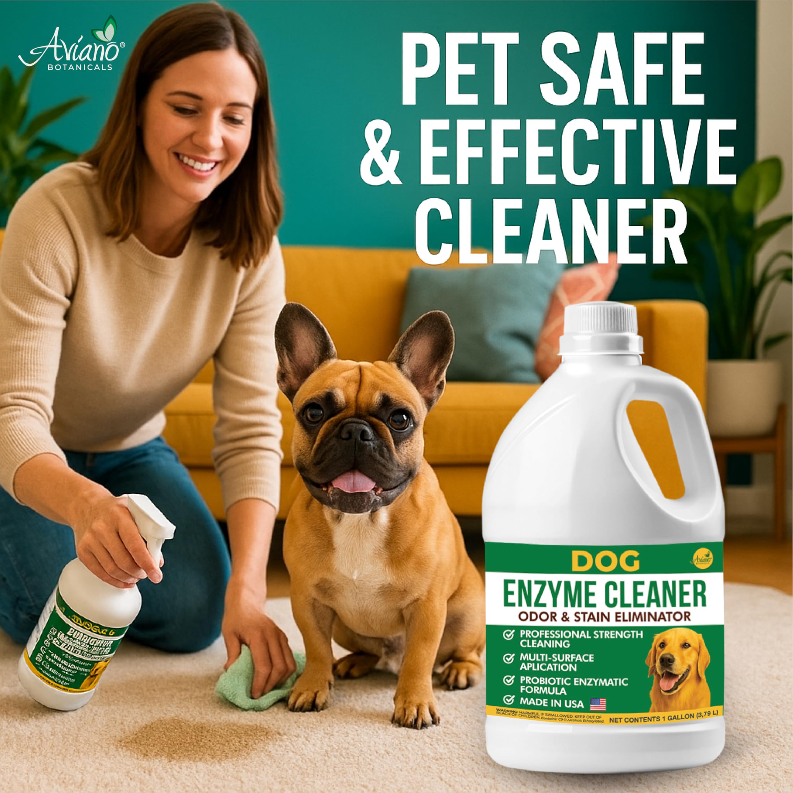Aviano enzyme cleaner lemon-scent-bottle highlights fresh citrus finish