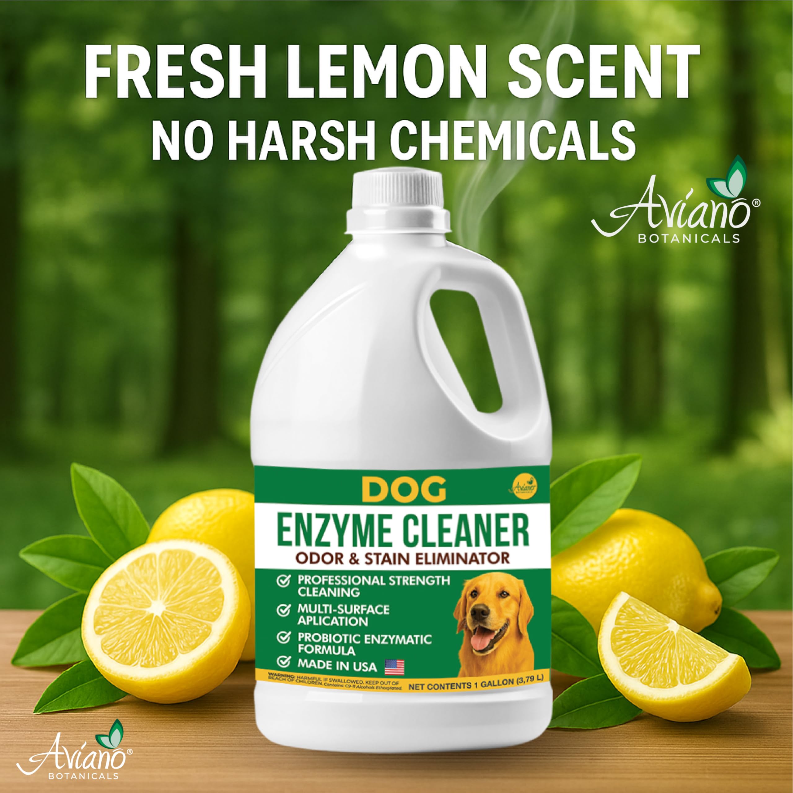 Aviano enzyme cleaner odor-neutralization-finish features a light lemon aroma after cleaning