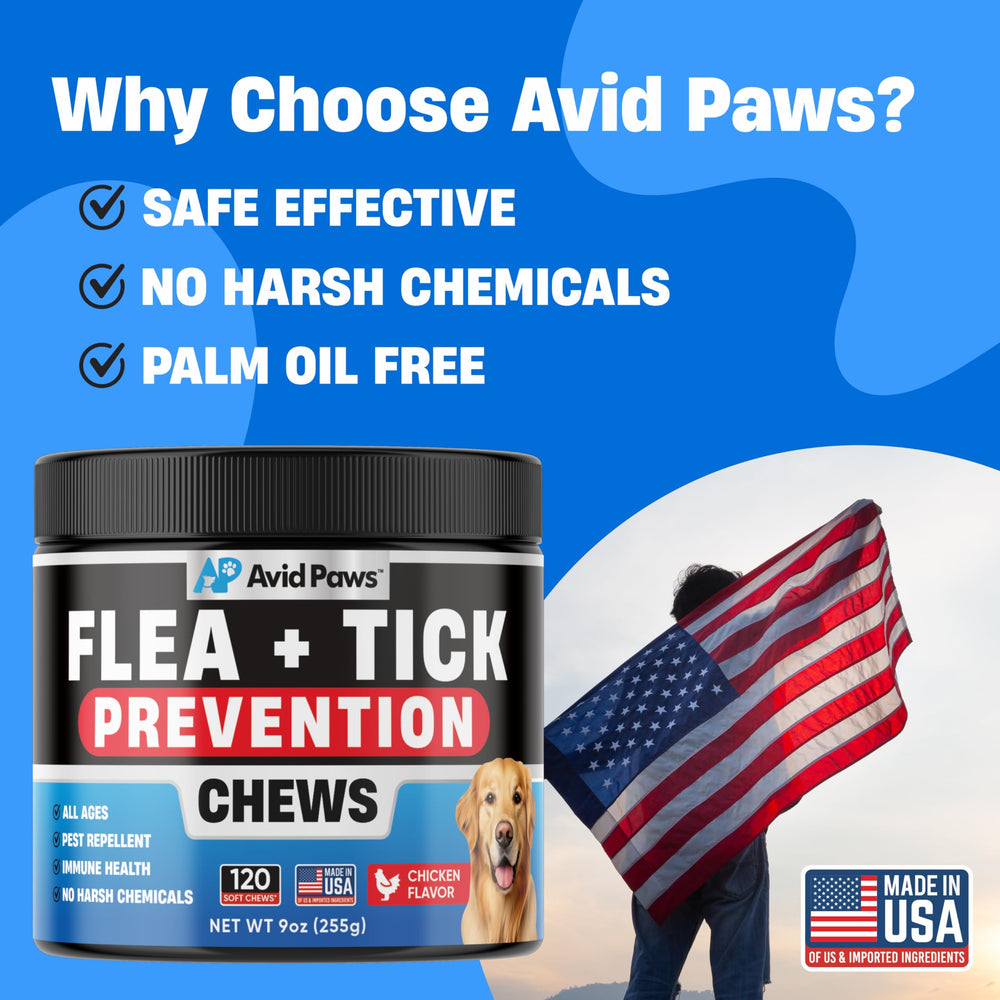 Avid Paws USA-made chewables shown with packaging for trust