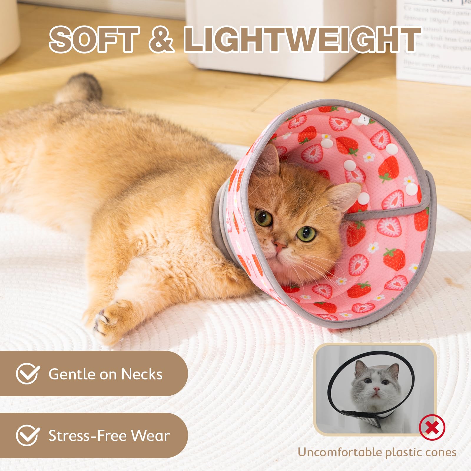 Avont Cat Cone Soft Strawberry breathable-material emphasizes comfort during daily wear.