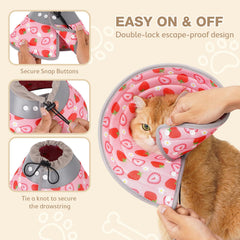 Avont Cat Cone Soft Strawberry size M sideview demonstrates lightweight recovery option.