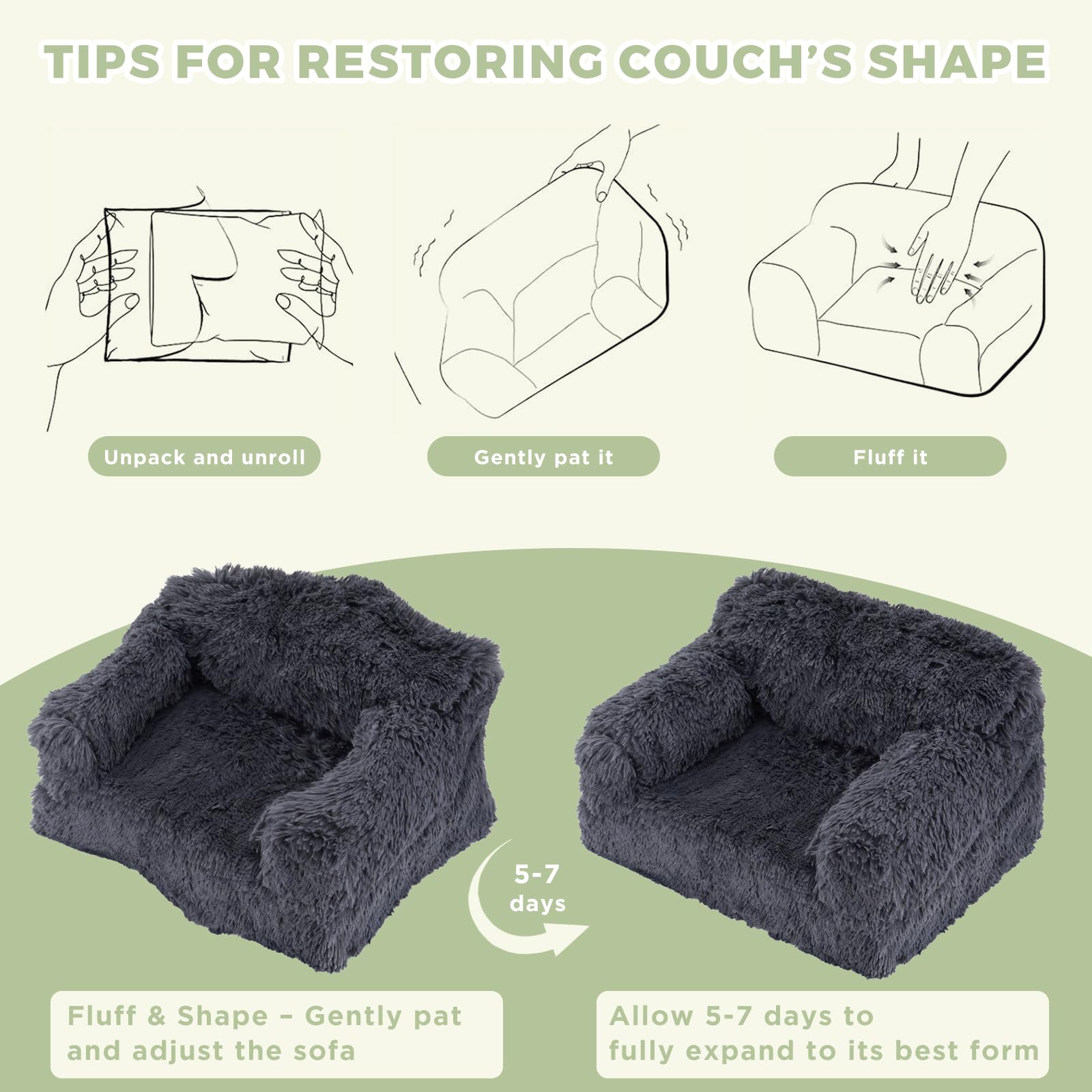 Avont Cat Couch Sofa Bed dark grey color blends with home decor and cozy lounging