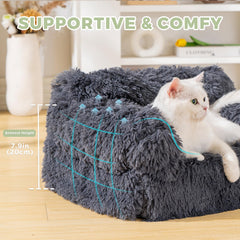 Avont Cat Couch Sofa Bed plush cover closeup highlighting soft fluff and washability
