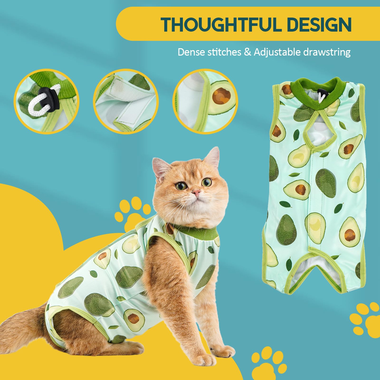 Avont Cat Recovery Suit avocado-m machine-washable cold wash and air-dry