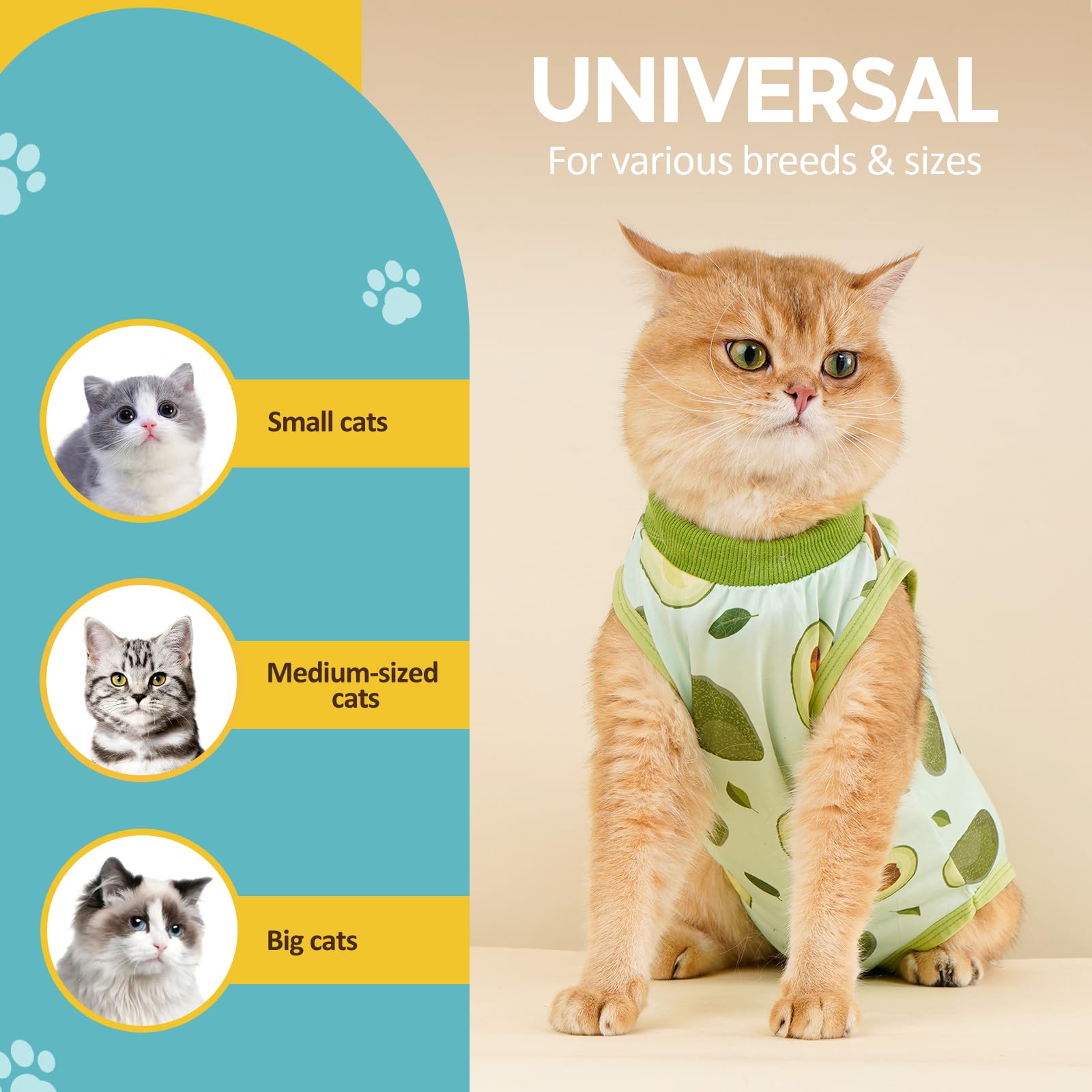 Avont Cat Recovery Suit avocado-m neck-drawstring closeup shows adjustable fit