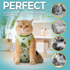 Avont Cat Recovery Suit avocado-m post-surgery use for protection