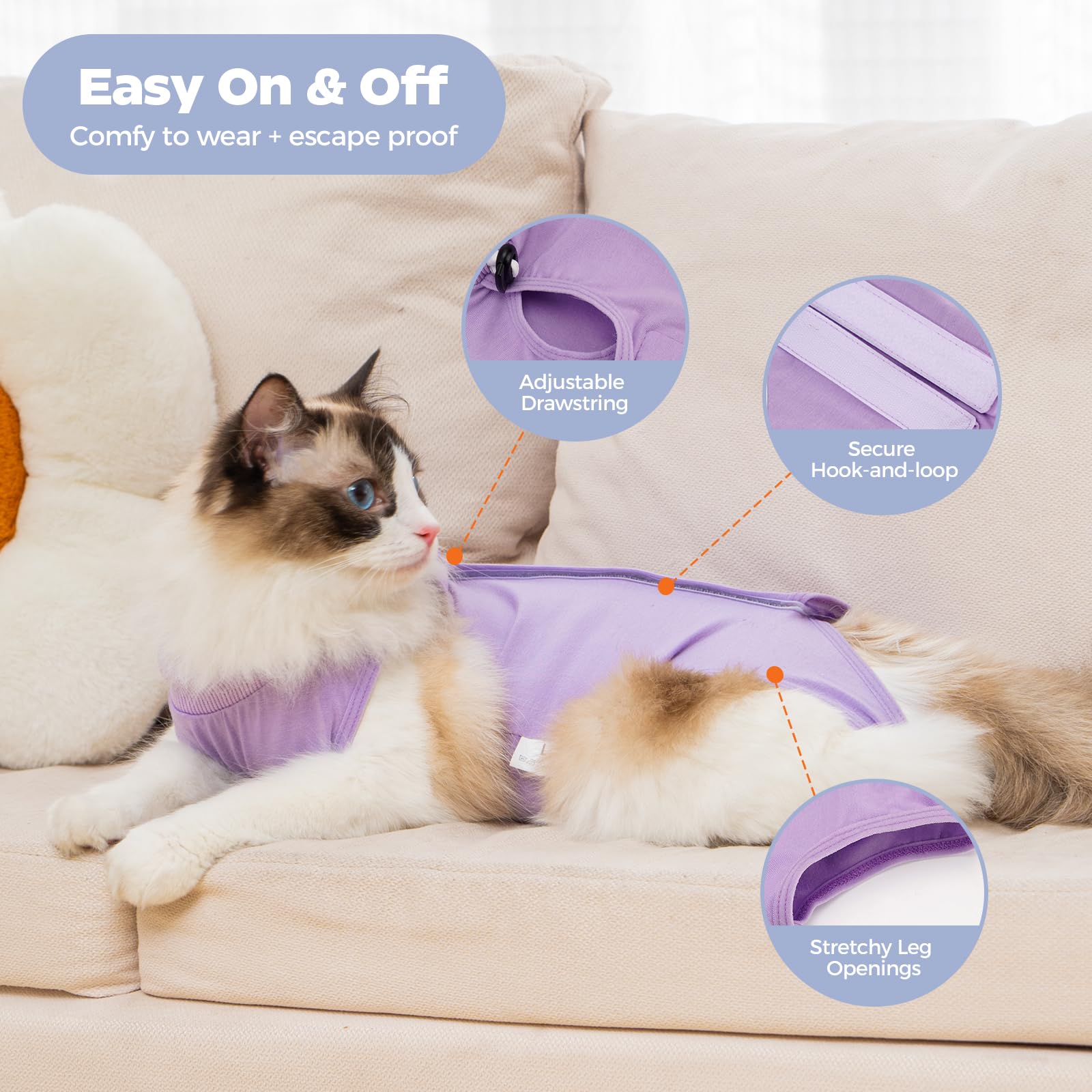 Avont cat recovery suit size chart helps choose the right fit for abdomen wounds.