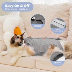 Avont Cat Recovery Suit sizes chart image helps pick correct chest girth and back length.