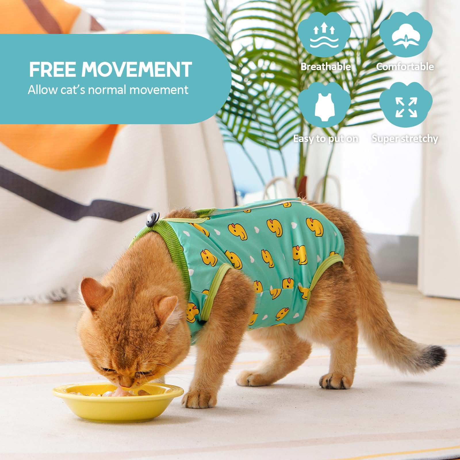 Avont Cat Recovery Suit soft-fabric close-up shows breathable modal for healing.