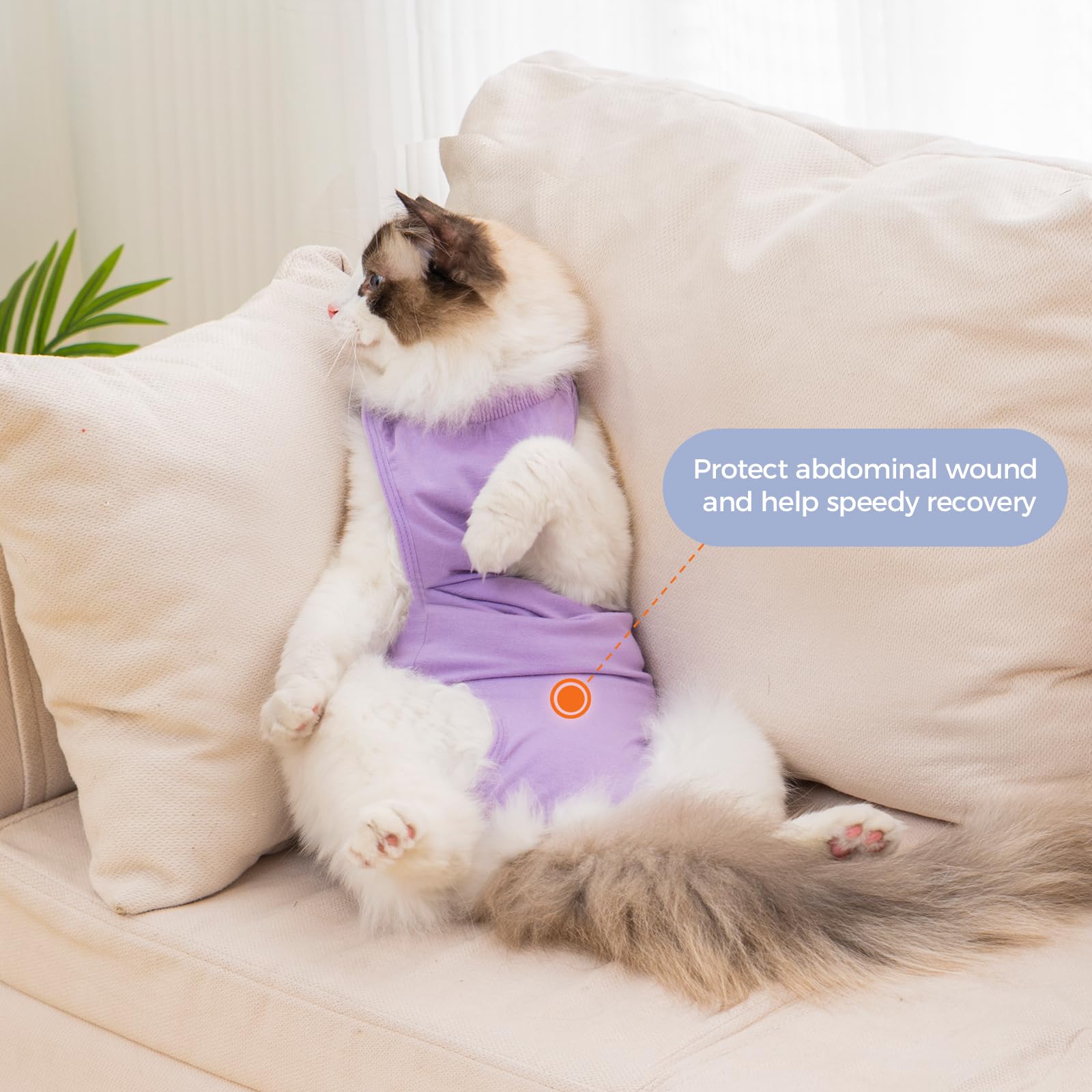 Avont cat recovery suit is machine washable and air dries, simplifying post-surgery care.