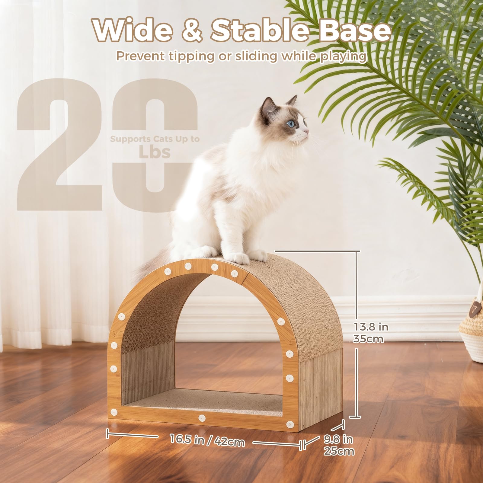 Avont Cat Scratcher House kitty hiding area provides secure retreat.